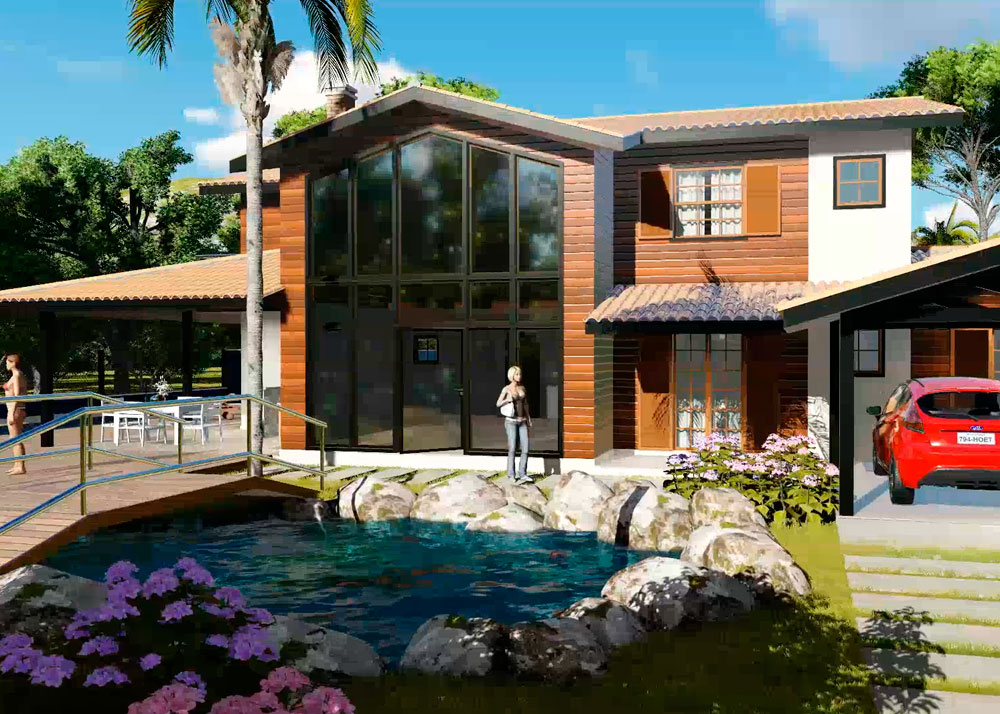 jardim em casa de madeira