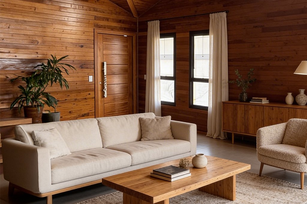Sala da Casa de Madeira: Conforto, Elegância e Sofisticação